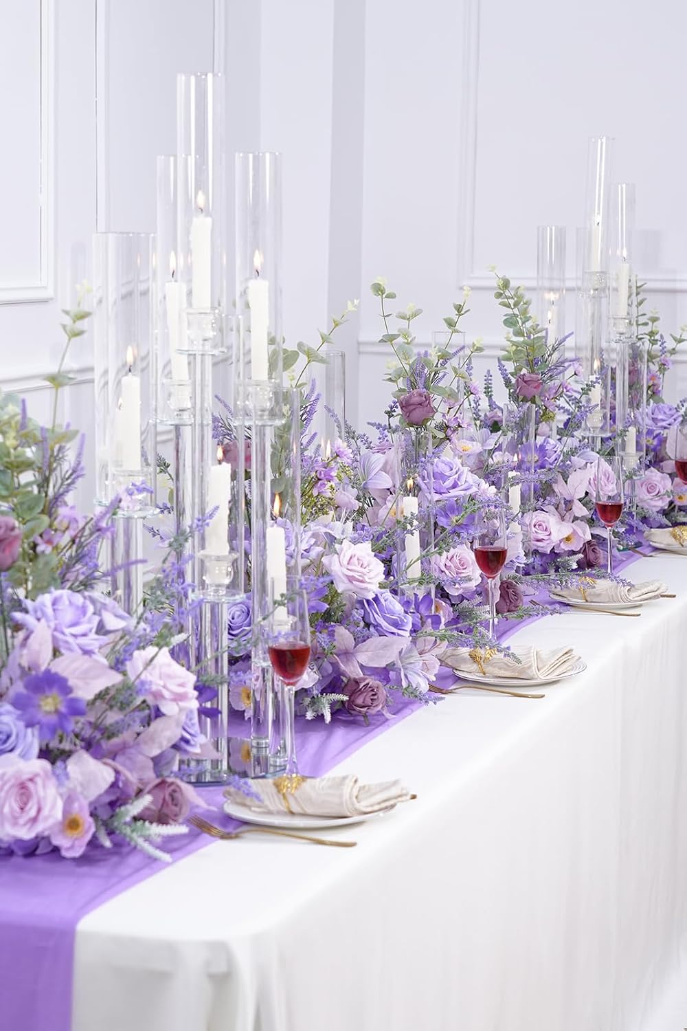 2pcs Purple Free Standing Flowers Ball Bouquet Artificial Rose Arrangements Balls for Wedding Centerpieces Tables Chair Aisle Runner Flowers Decorations