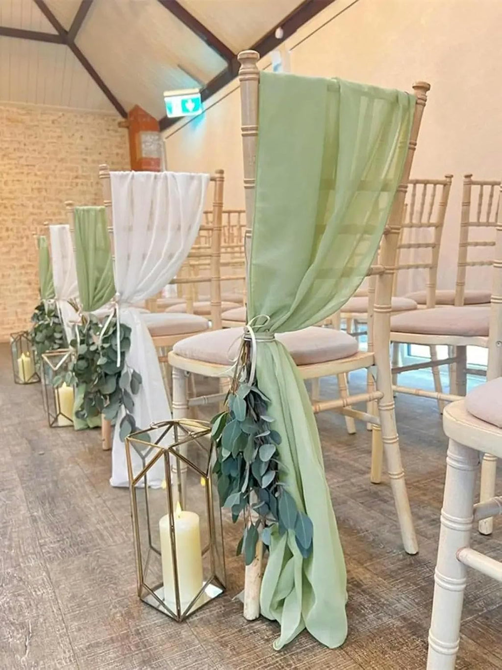 12pcs 30x270cm Chiffon Chair Sashes Wedding Decors Table Runner for Party Banquet Event Holiday Decor (Dusty Rose Pink One Size)