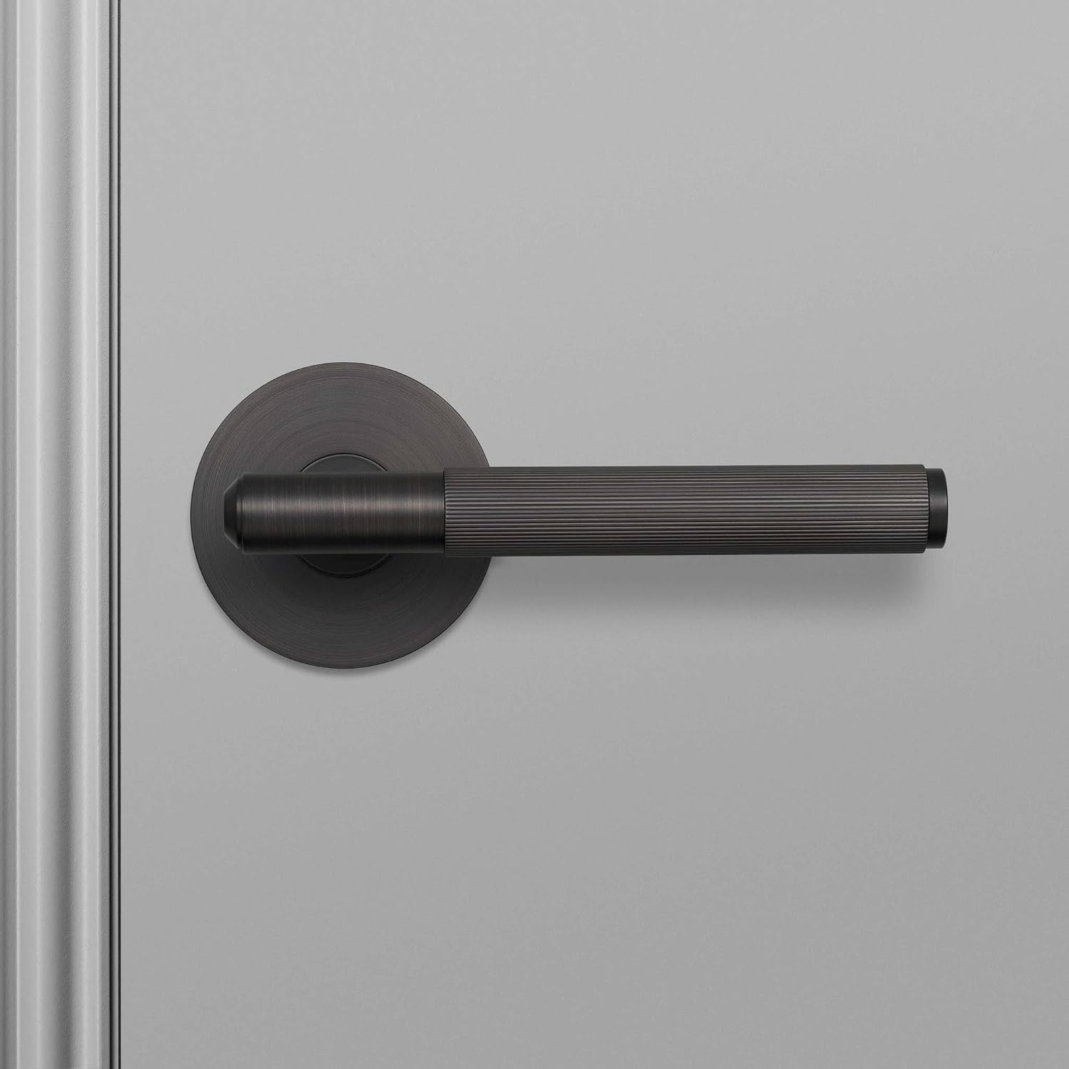 Buster and Punch Passage Door Handle Set Linear Knurled in Brass