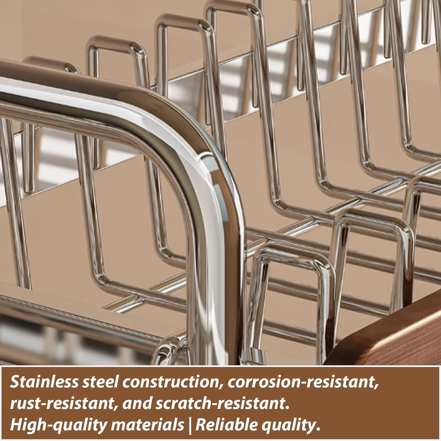 Large-Capacity,partitioned Stainless Steel Dish Rack with Thickened Pipes;Multi-Functional Kitchen Storage for Dishes,Bowls,and Chopsticks;Includes a drip Tray(Triple Layer)