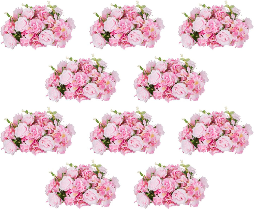 Pink Flowers Balls for Centerpieces: 10 PCS 14.2' Diam Flower Centerpieces for Tables in Wedding Reception Decorations Arrangement for Party Celebration Planners