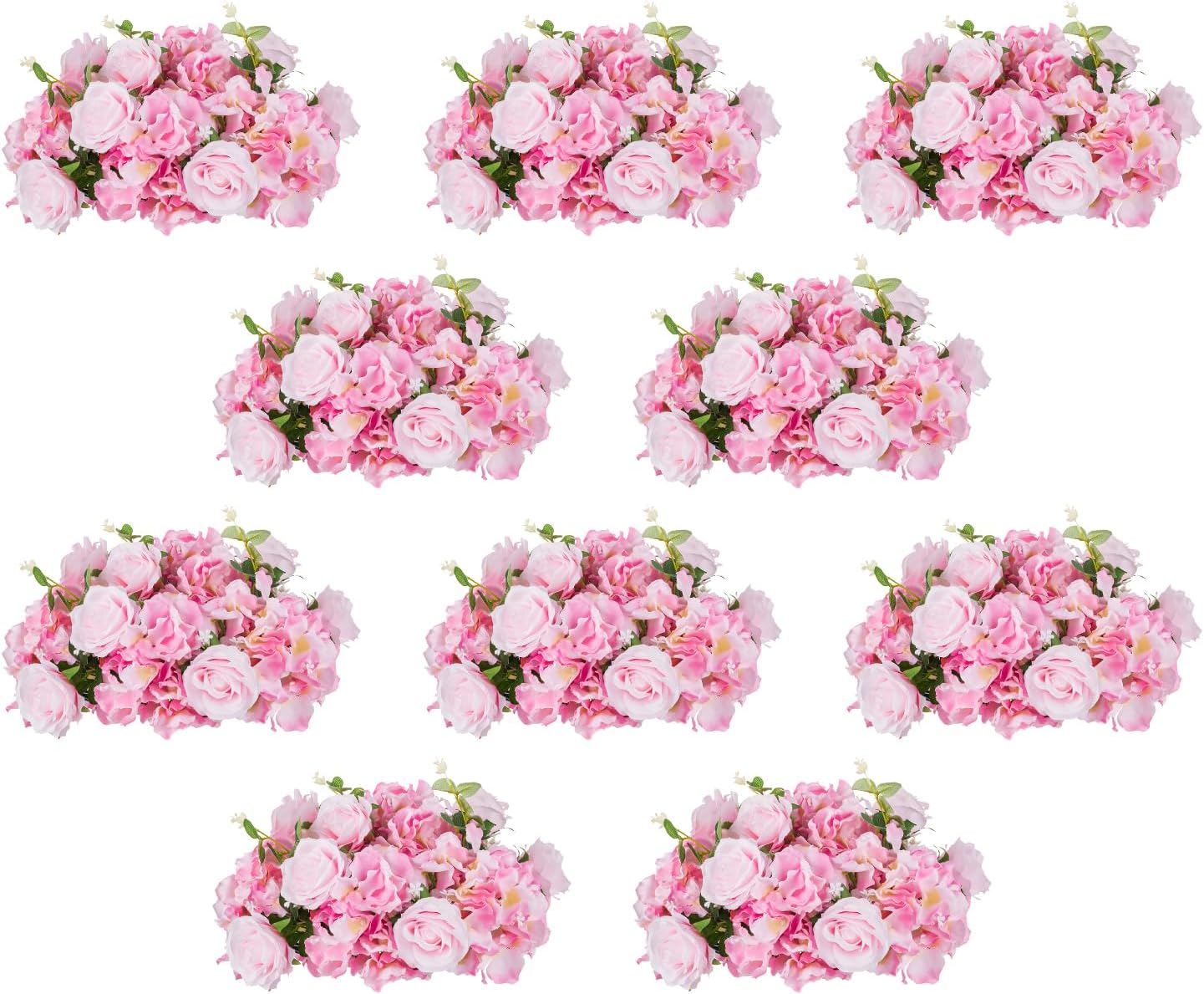 Pink Flowers Balls for Centerpieces: 10 PCS 14.2' Diam Flower Centerpieces for Tables in Wedding Reception Decorations Arrangement for Party Celebration Planners