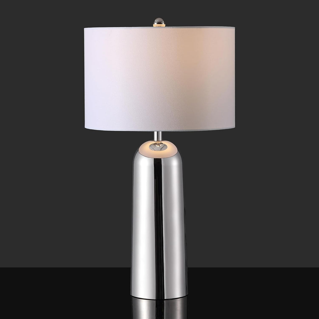 SAFAVIEH Couture Lighting Collection Chadric Silver/White 29-inch Table Lamp for Bedroom Living Room Home Office Desk Nightstand (LED Bulb Included)