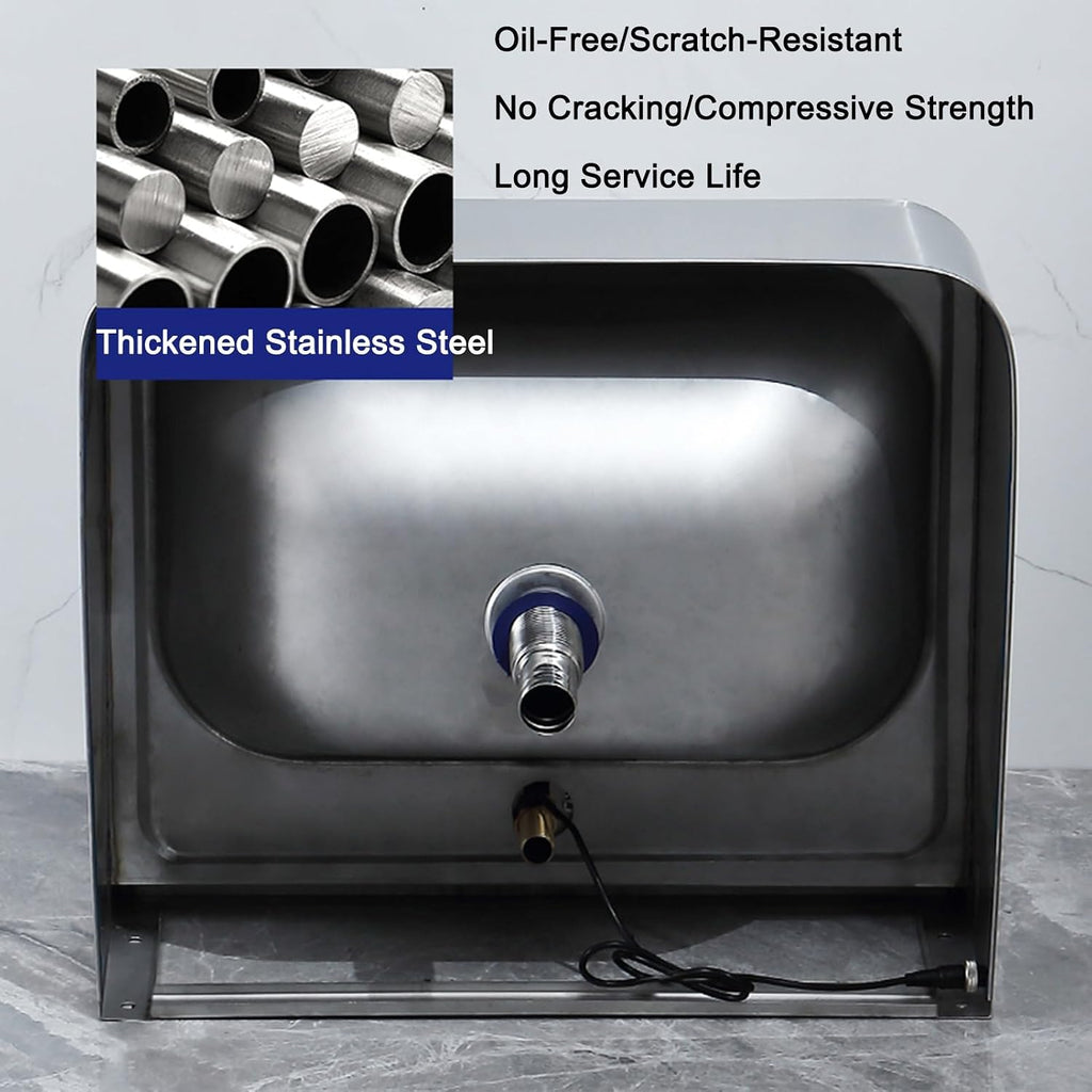 Commercial Sink Hand Washing Basin, Mini Stainless Steel Wall Mounted Sinks, with Drainer Unit and Tap, Utility Sink Single Bowl Sink for Restaurant, Kitchen and Hom,Hot and cold water faucet