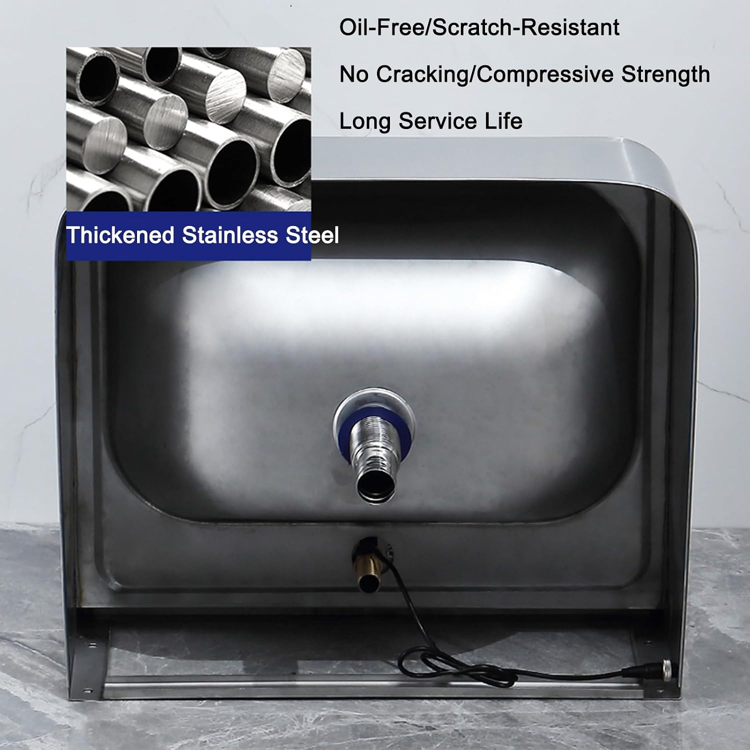 Commercial Sink Hand Washing Basin, Mini Stainless Steel Wall Mounted Sinks, with Drainer Unit and Tap, Utility Sink Single Bowl Sink for Restaurant, Kitchen and Hom,Hot and cold water faucet
