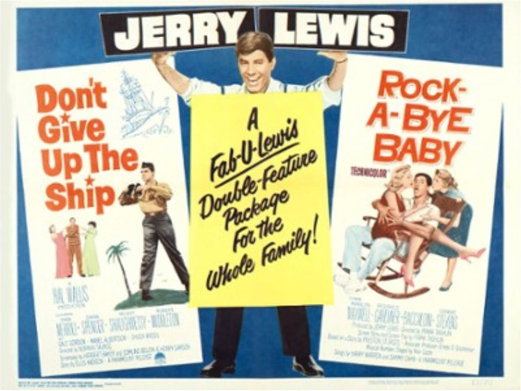 LIVESTOCK Classic Print Gallery Don't Give Up the Ship; Rock-a-Bye Baby, Vintage Movie Poster Wall Art, Iconic Retro Cinema Nostalgia Decor from Original Artwork in the USA, Gold frame, 12x16