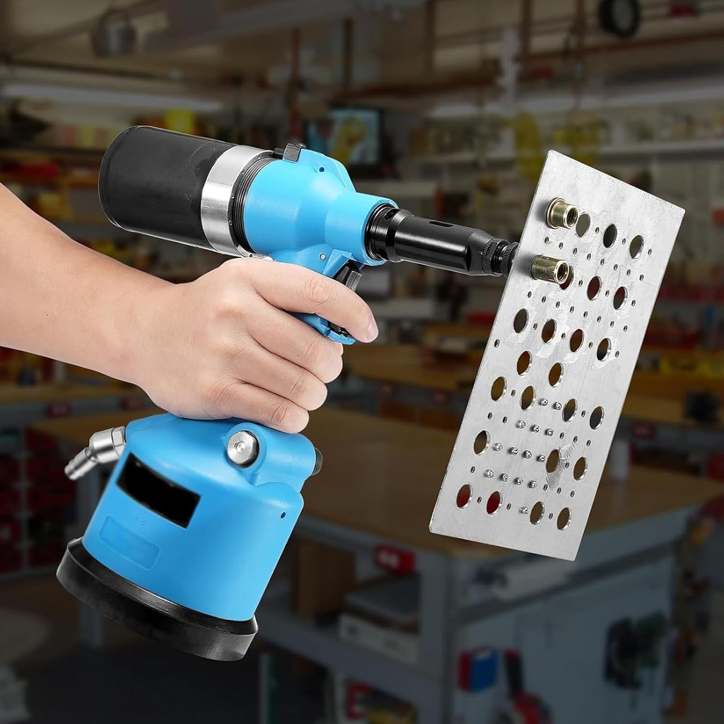 Heavy Duty Air Hydraulic Rivet Nut Tool Kit, Pneumatic Air Riveter, Powerful Pop Rivet Gun with 7 Nosepieces incl.M3-M12, 19.1kN working tension for Mechanic Tool, Construction, Home Improvement