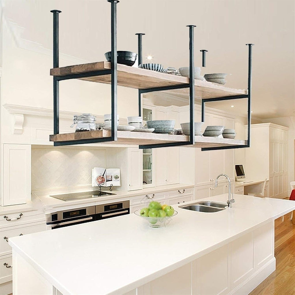 Corner Ledge Wall Shelf,Ceiling Shelf Floating Shelves，Rustic Ceiling Shelf Brackets 2 Layer，Wall-Mounted Decorative Rack for Bar Restaurant，Hanging，Easy to Install (Size : 100 * 30 * 80cm)
