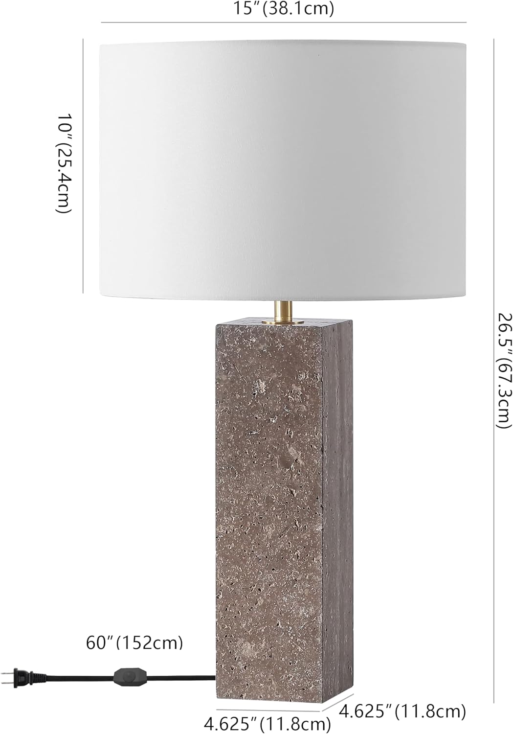 SAFAVIEH Couture Lighting Collection Feliciano Dark Brown/White 26-inch Dimmable Table Lamp for Bedroom Living Room Home Office Desk Nightstand (LED Bulb Included)