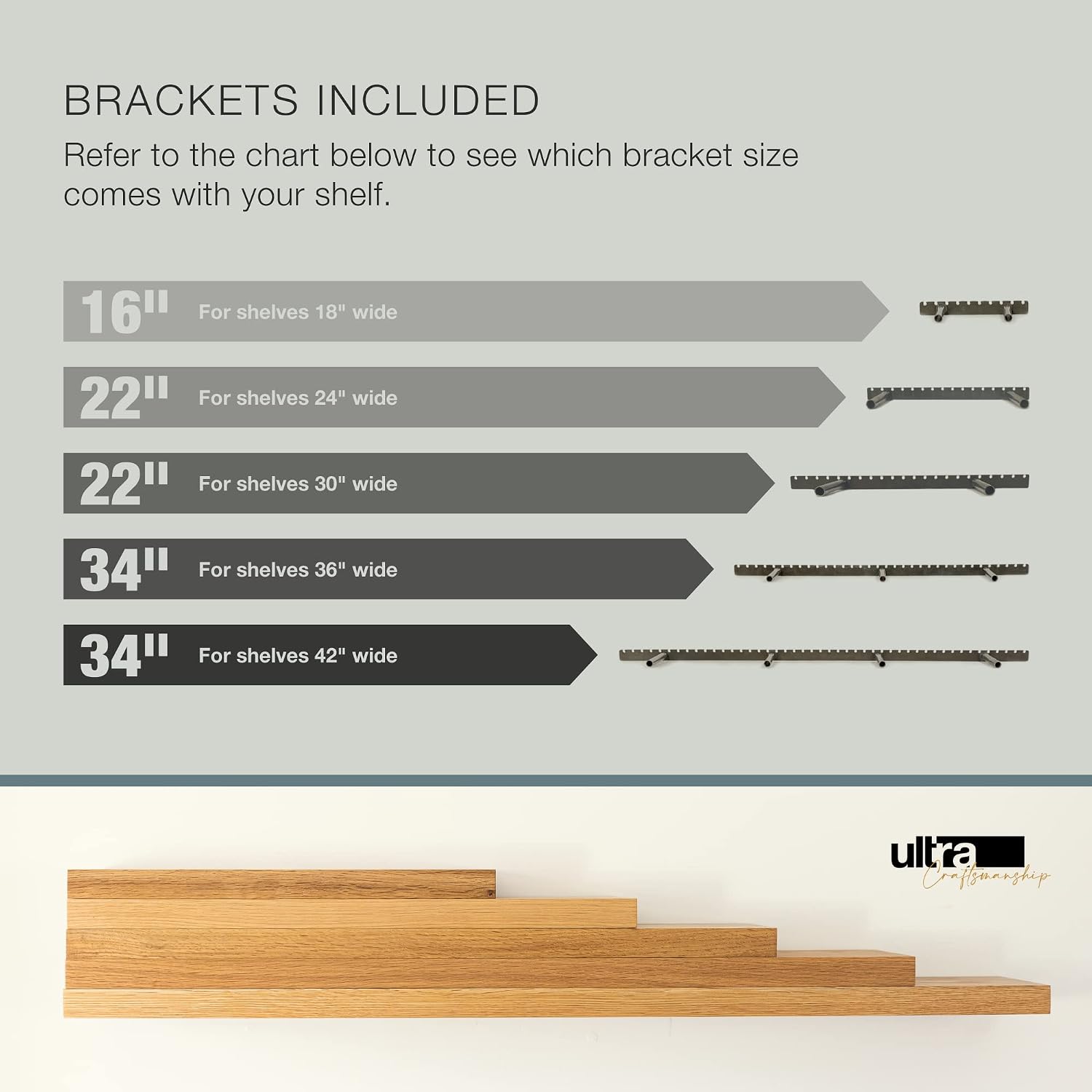 UltraShelf Solid Wood Floating Shelf for Wall Decor, White Oak, 24' Long x 6' Deep