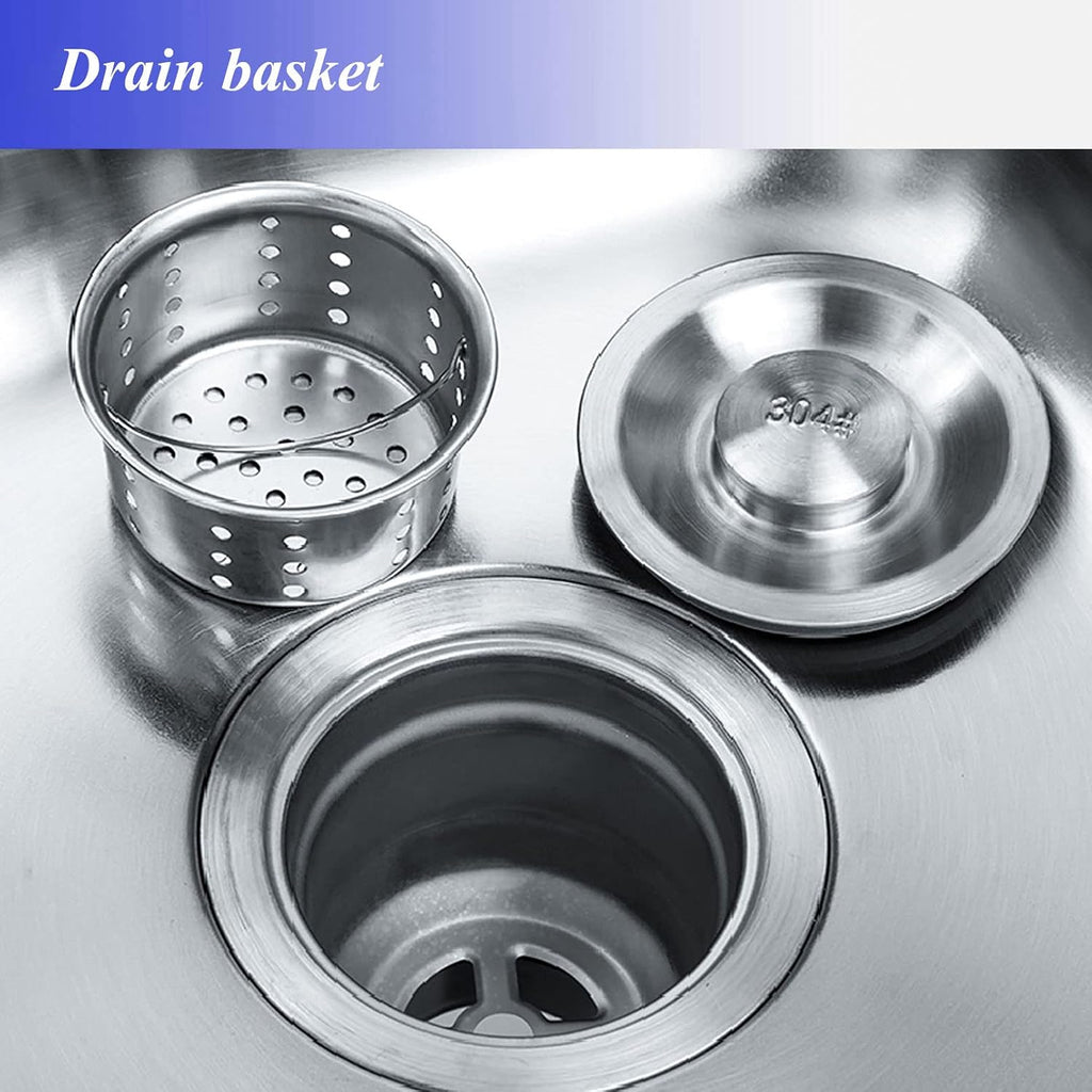 Commercial Sink 304 Stainless Steel Single Bowl Sink with Adjustable Shelves Over The Sink and Hanging Rod, Freestanding Utility Sink for Restaurant Kitchen Laundry Room Garage