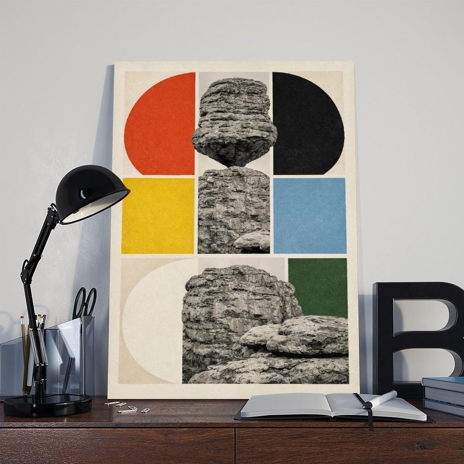 AUHUE Modern Abstract Rock Art Poster Canvas Poster Paintings for Wall Art Decoration Living Room Office Frame 24x36inch