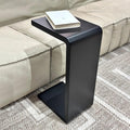 C-Shaped Side Table, Solid Wood End Table for Couch Sofa and Bed, Wooden C Tables for Living Room Bedroom, Small Snack Tray Table for Space Saving (1, 24.4' H-Black)
