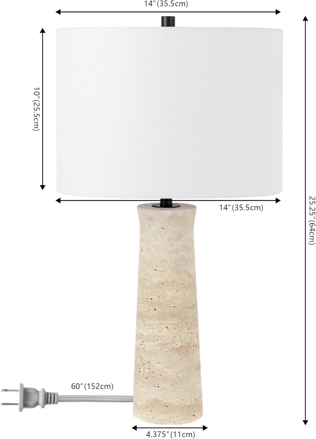 SAFAVIEH Lighting Collection Alana Ivory Travertine 25-inch Table Lamp for Bedroom, Living Room, Home Office, Desk, Nightstand (LED Bulb Included)