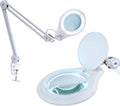 Neatfi LED Bifocal Magnifying Lamp 1,200 Lumens – 5' Glass Lens, Dual Magnification 2.25X/6X, Dimmable | Adjustable Arm with Clamp | Crafting, Jewelry & Reading (5 Diopter + 20 Diopter, White)