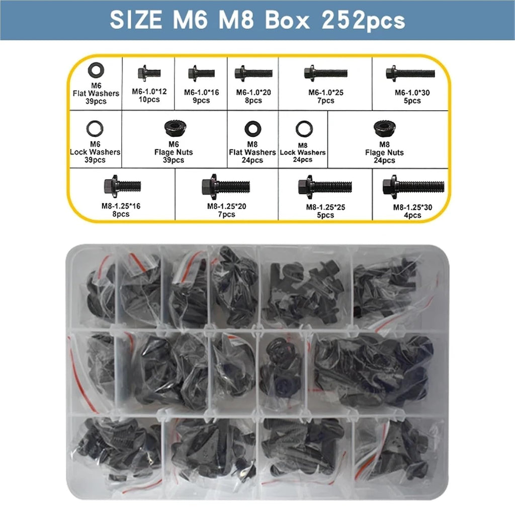 Set Screw Assortment Kit 304 Stainless Steel Metric High Strength Flange Hexagonal Bolt Set for Homeowners,DIYers,Mechanics,Industrial Workers(304SS M6 M8 1box)