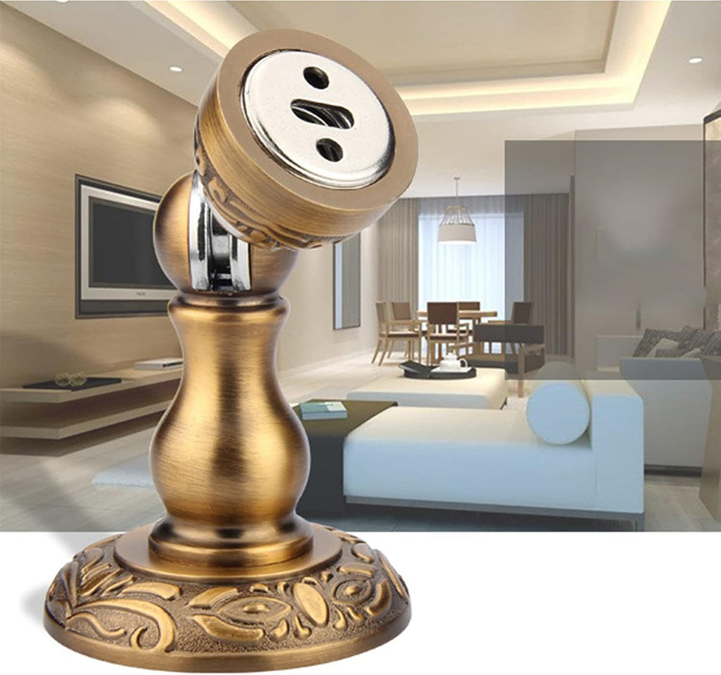4PCS Magnetic Door Stop, Heavy Duty Magnet Door Stopper, Wall/Floor Mounted Door Holder, Door Catch Stopper with Mounting Screws,Gold (Color : Gold)