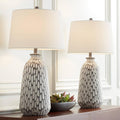 360 Lighting Carlton Modern Coastal Table Lamps 28 1/4' Tall Set of 2 Gray Wash Off White Fabric Tapered Drum Shade for Cottage Core Living Room Bedroom House Bedside Nightstand Home Office Family