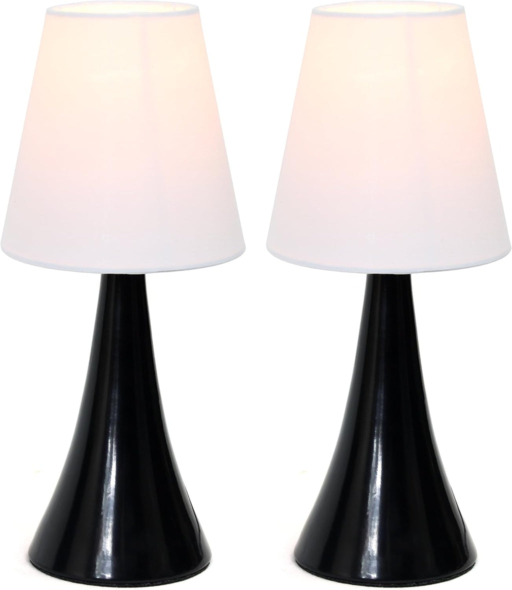 Simple Designs LT2042-BLK-2PK Valencia Colors 2 Pack Mini Touch Table Lamp Set with Fabric Shades, Black & White (Pack of 6, 12 Count Total)