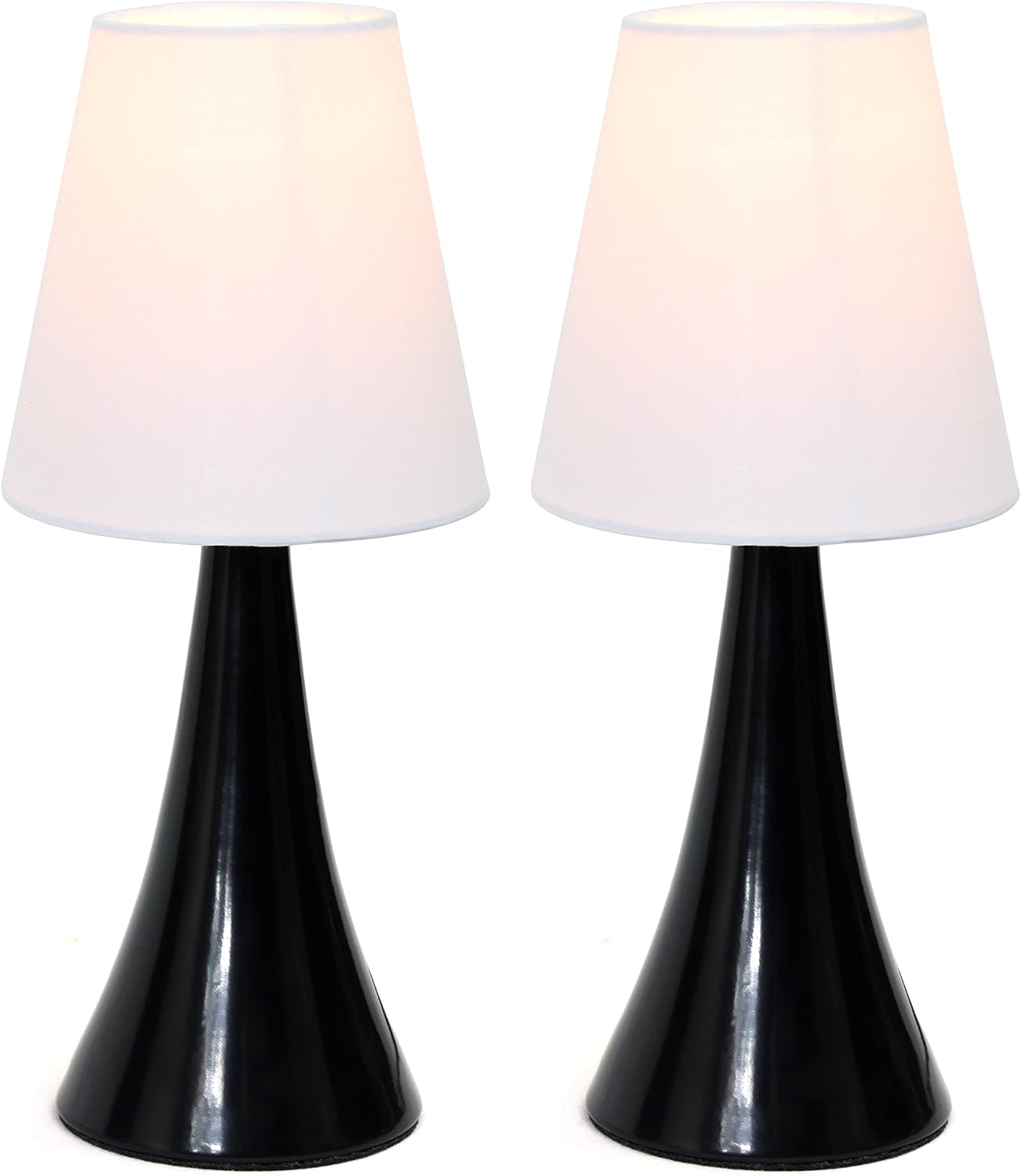 Simple Designs LT2042-BLK-2PK Valencia Colors 2 Pack Mini Touch Table Lamp Set with Fabric Shades, Black & White (Pack of 6, 12 Count Total)