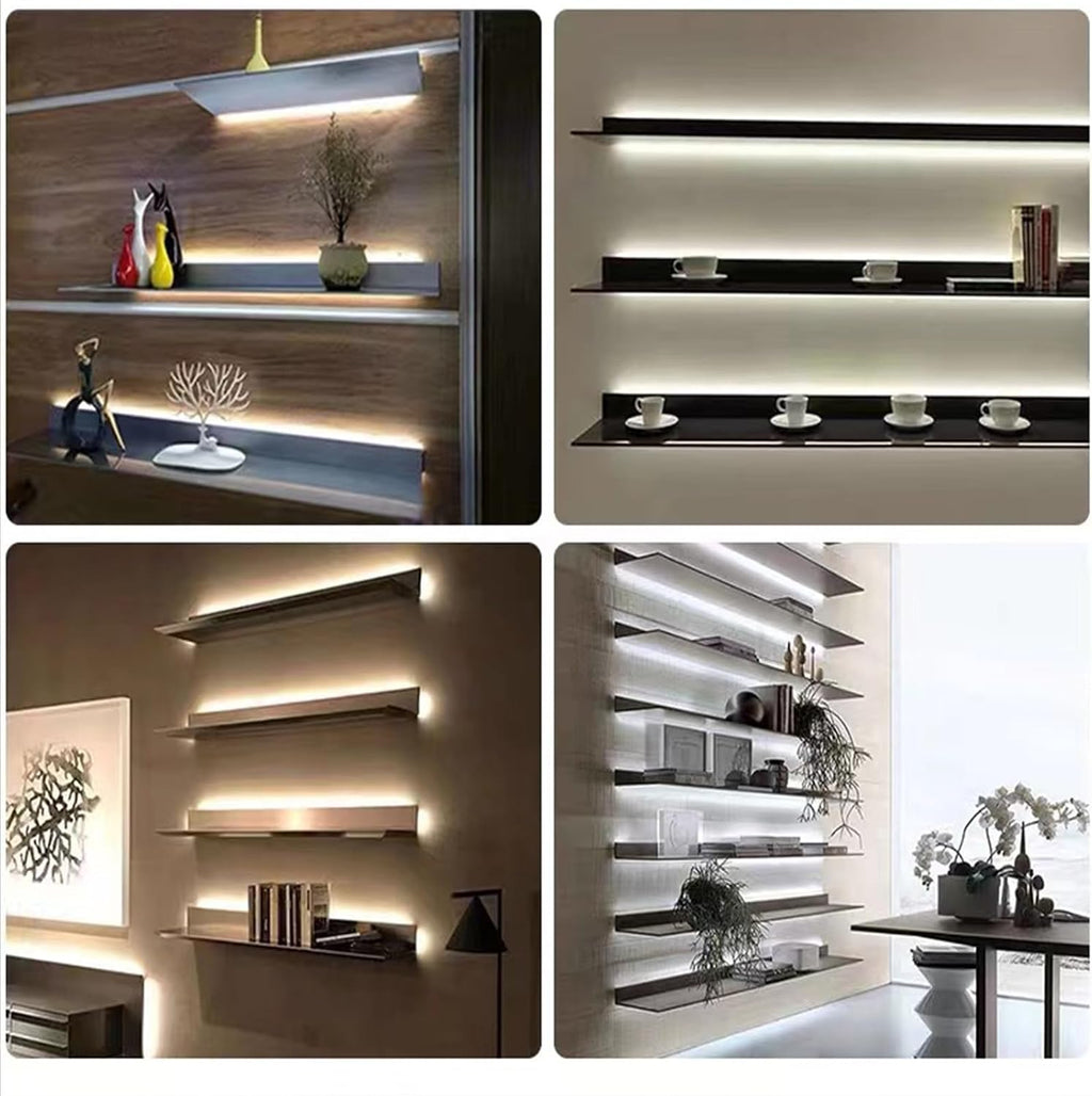 Corner Ledge Wall Shelf,Wall Mounted Light-Emitting Shelves, Storage Shelf Floating Display Shelf LED Light Up Can Hold A Lot of Things Objects are Not Easy to Fall (Color : Noir, Size : 120