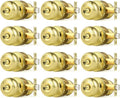 Probrico Polished Brass Door Knobs, Interior Door Knobs with Round Ball Knob, Nickel Privacy Door Knob for Bedroom Bathroom, 12 Pack