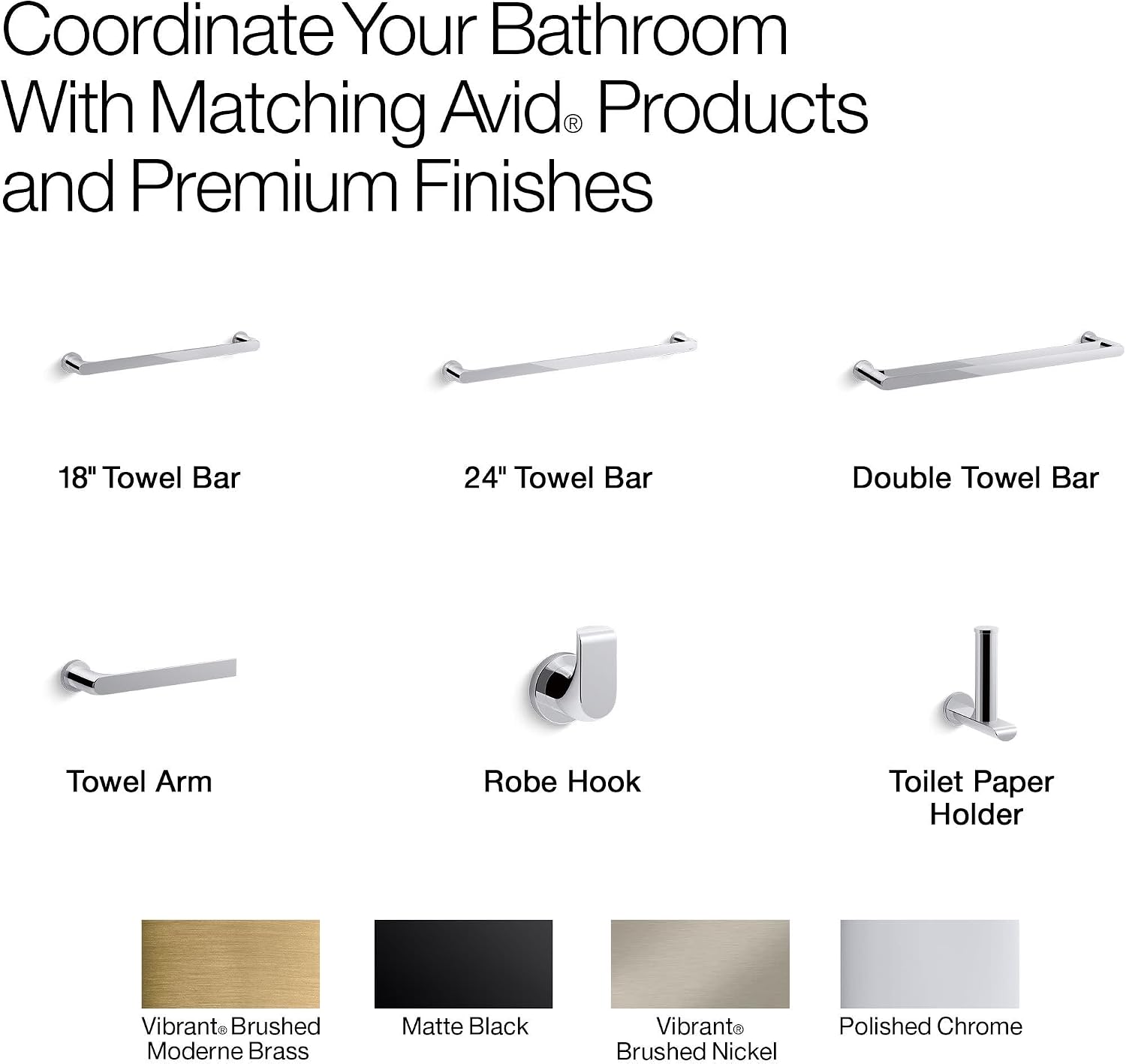Kohler 97027-CP Avid® 30' Towel bar, Polished Chrome