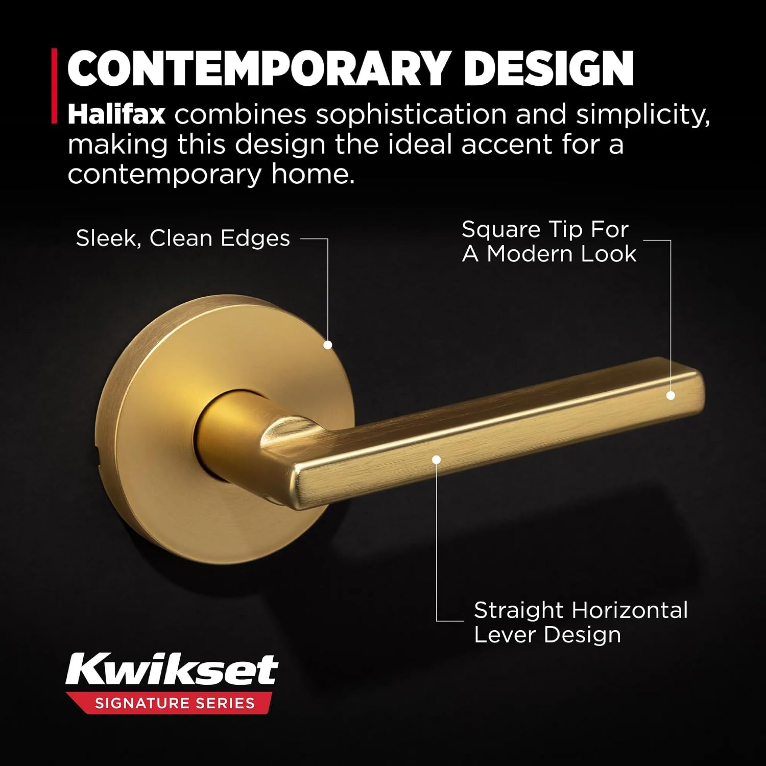 Kwikset Casey Interior Passage Door Handle, Lever for Closet and Hallway Doors, Reversible Non-Locking Handle Lever, Satin Brass 4 Pack