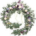Ling's moment 9FT Flower Garland for Backdrop Decorations - Wedding Arch Flowers, Eucalyptus & Rose, Artificial Floral Garland for Mantel - Sweetheart Table Decor for Ceremony Reception, Lilac & Gold