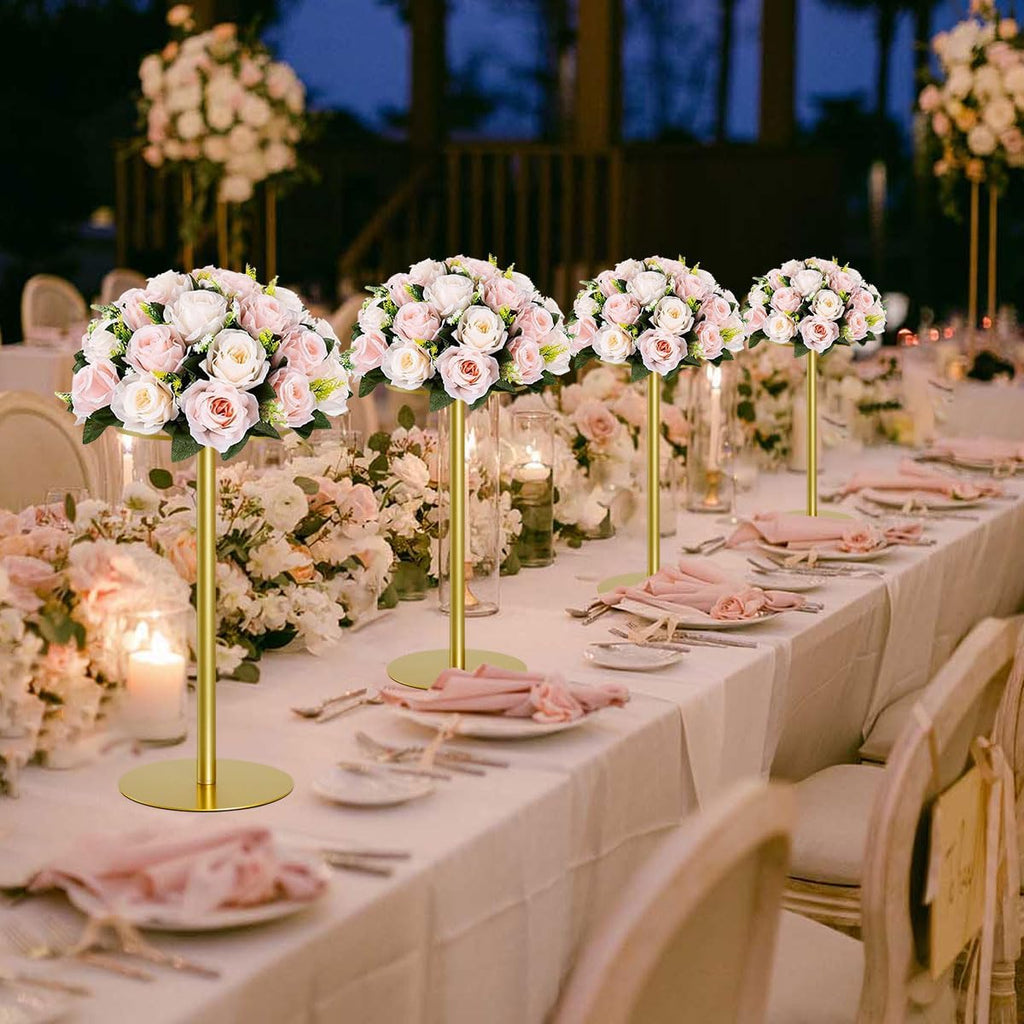 Vincidern 10pcs Wedding Centerpiece 15.7' Gold Flower Stand Centerpieces for Table, Metal Flower Vase for Wedding, Birthday Party, Valentine Decorations