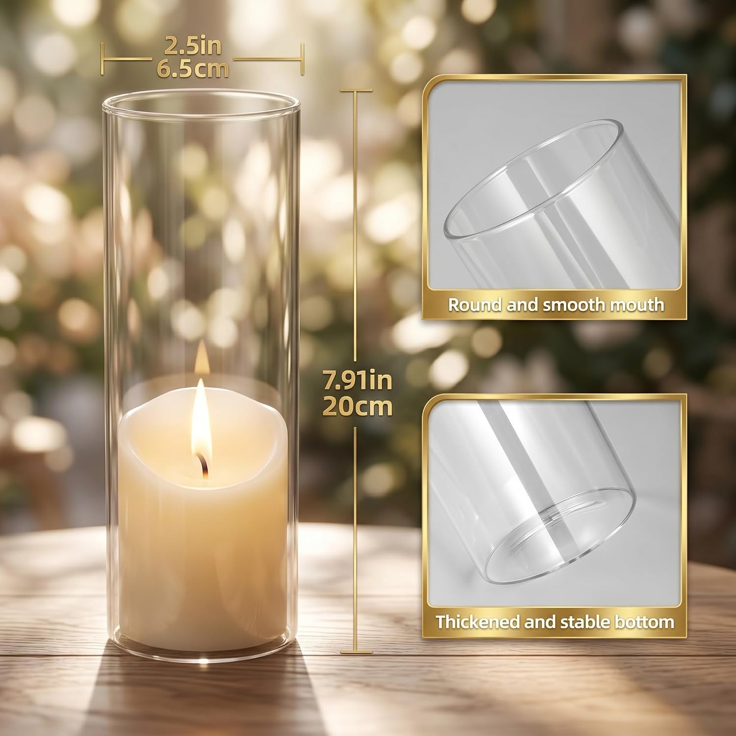 Mimorou 48 Pcs 8 Inch Tall Glass Vases Bulk Clear Cylinder Flower Vases Transparent Candle Holder Bulk Wedding Table Centerpieces Decoration for Banquet Dinners Party Event