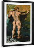 Canvas Lab | Bather and Rocks by Paul Cézanne | 19 x 29 in | Fine Art Framed Print, Frame Color: Black, With Mat | Classical art, Post Impressionism | Wall Decor for Bedroom, Living Room or Office