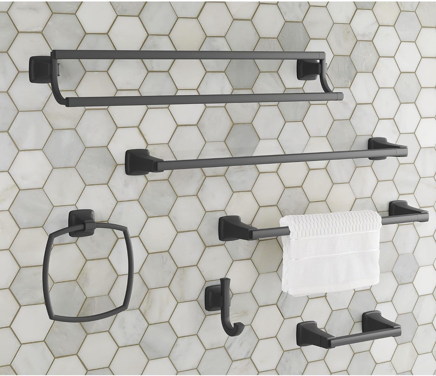 American Standard 7353224.243 Townsend Double Towel Bar, Matte Black