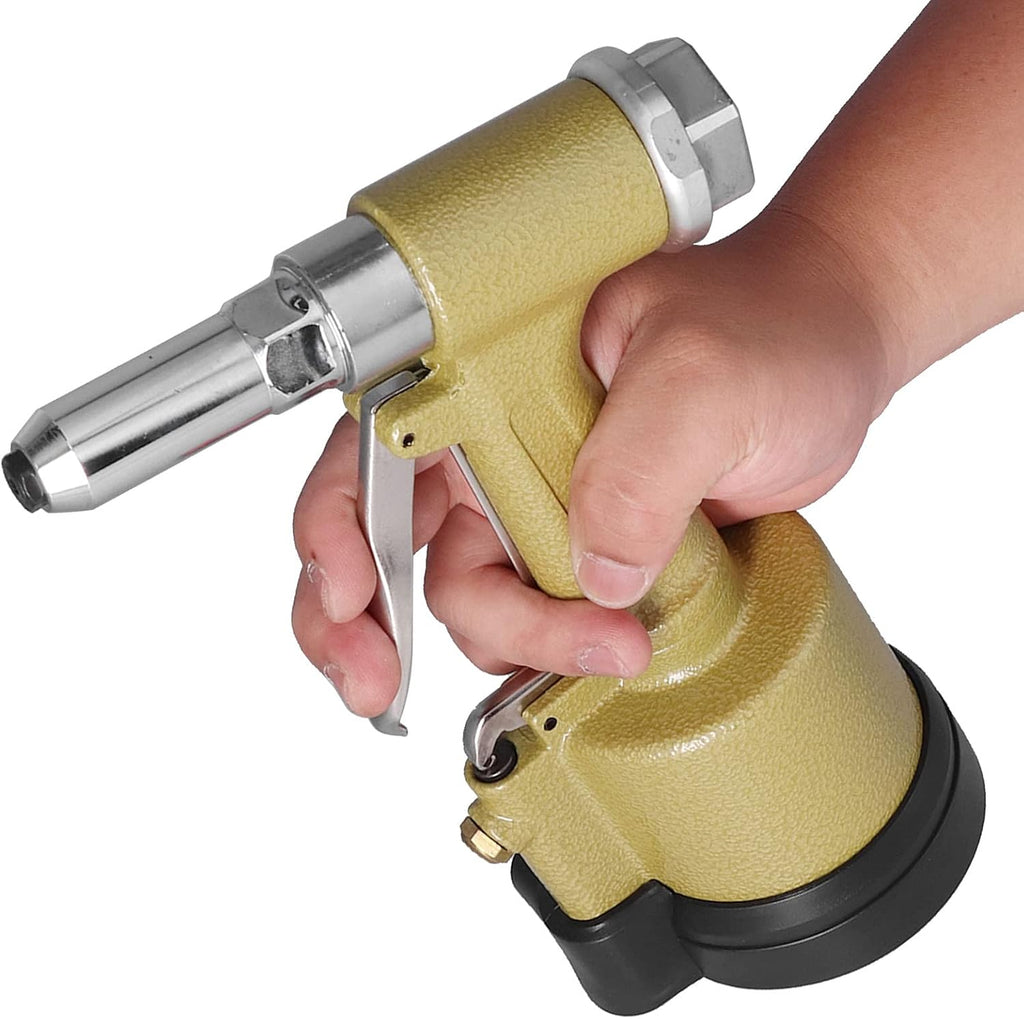 Pneumatic Rivet Gun, KP-701 Hydraulic Air Riveter and Riveting Tool Kit, Short Cylinder Blind Rivet Gun Set for Metal Sheet Fastening and Auto Body Repair, American Style