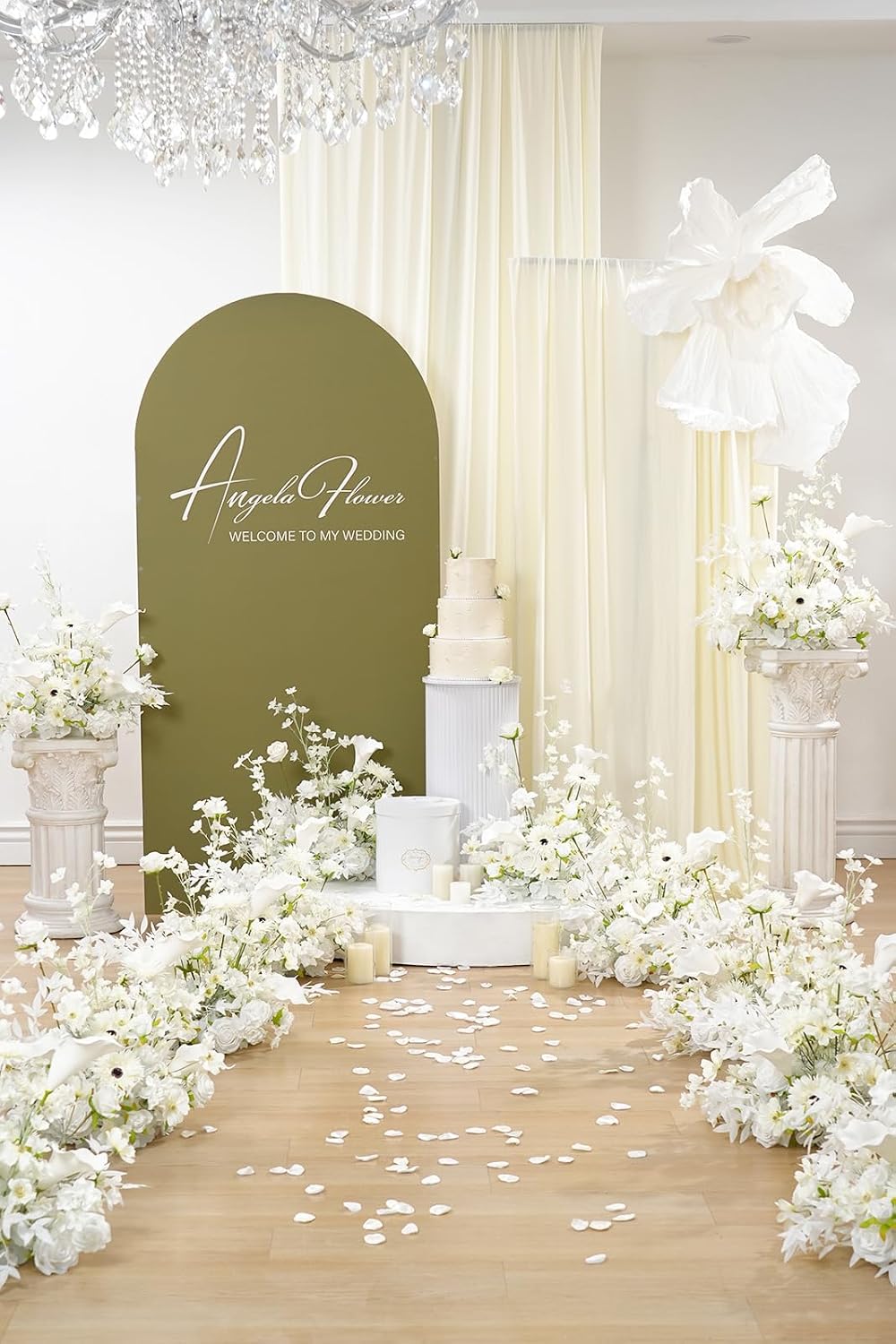 2pcs Free Standing Flowers Ball Bouquet Artificial Rose Floral Arrangements for Wedding Centerpieces Tables Aisle (19'' New White)