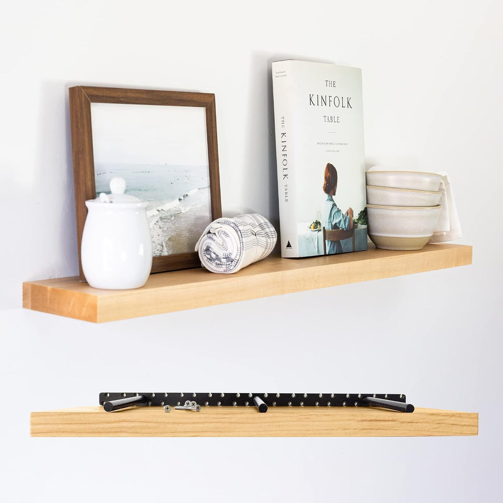 UltraShelf Solid Wood Floating Shelf for Wall Decor, Maple, 36' Long x 8' Deep
