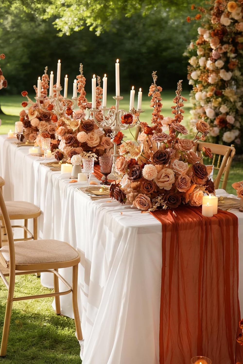2pcs Free Standing Flowers Ball Bouquet Artificial Rose Floral Arrangements for Wedding Centerpieces Tables Aisle (Coffee)