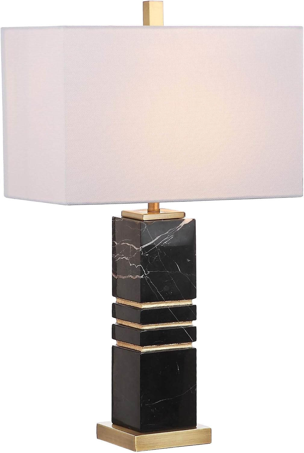 SAFAVIEH Lighting Collection Jaxton Modern Black/ Gold Marble 28-inch Bedroom Living Room Home Office Desk Nightstand Table Lamp (LED Bulb Included)