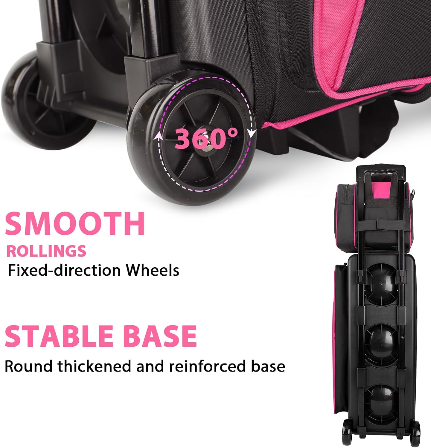 Goloni 3 Ball Bowling Bag with Wheels, Rolling Bowling Roller Bag with Retractable Handle for Balls & Bowling Accessories
