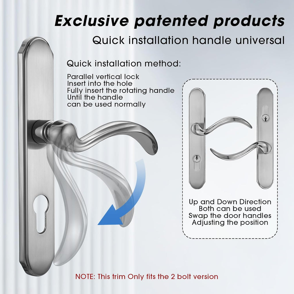 MaxxGeek Storm Door Handle Accessory Set fit Pella Storm Door Handle Replacement Part, with Key and Lock Cylinder (Brushed Nickel)