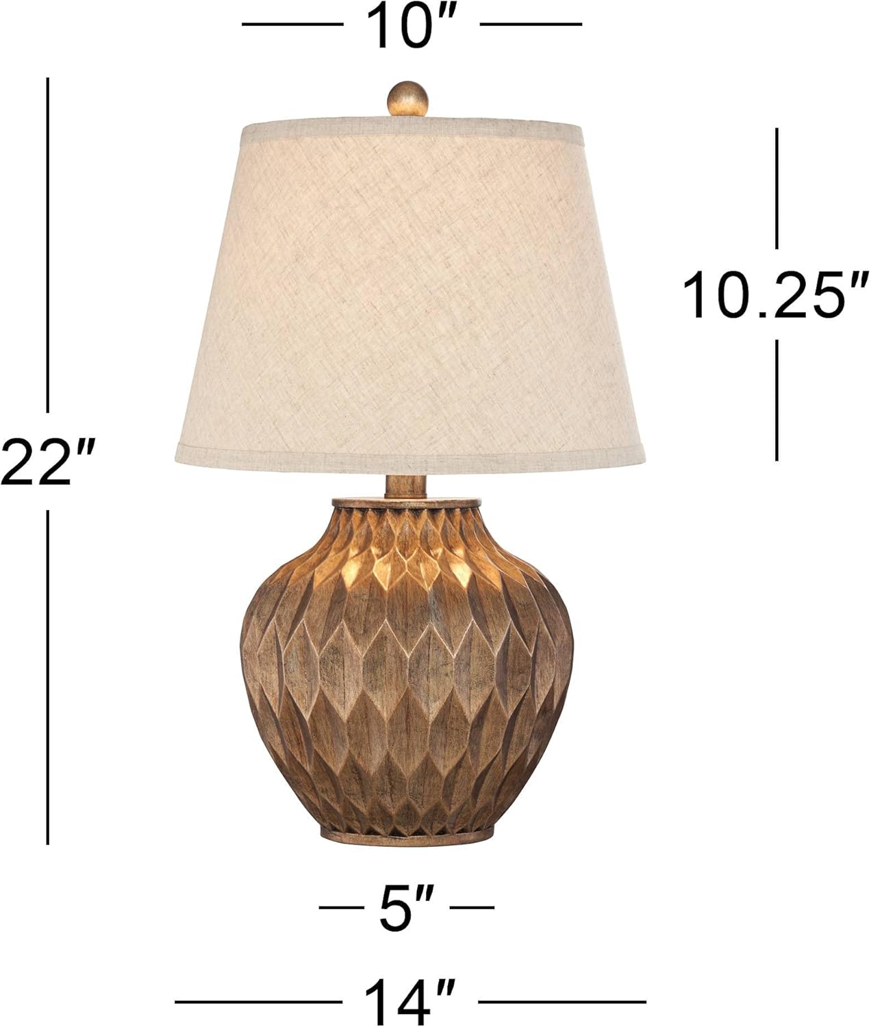 360 Lighting Buckhead Modern Accent Table Lamp with Dimmer and USB Charging Port 22' High Warm Bronze Tapered Drum Shade Decor for Living Room Desk Bedroom House Bedside Nightstand Home Office