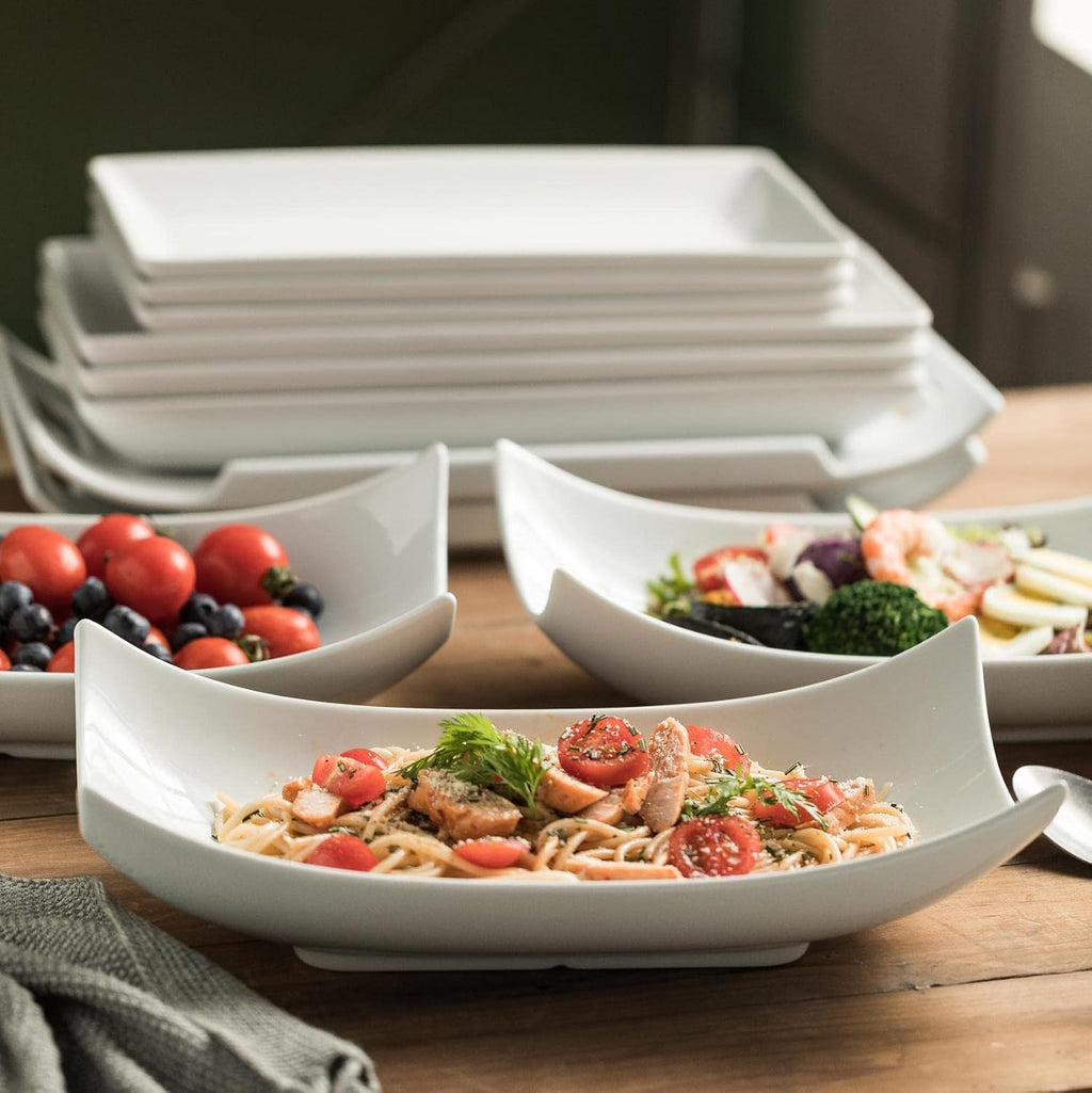 Gomakren 3 Tier Serving Trays Stand & Serving Bowls with Handles & Serving Platters Decorative Dish White 12 Inch