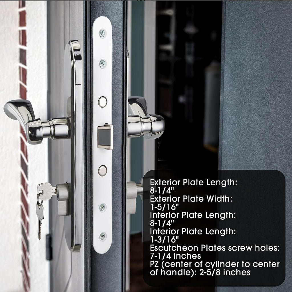 MaxxGeek Storm Door Handle Accessory Set fit Pella Storm Door Handle Replacement Part, with Key and Lock Cylinder (Brushed Nickel)