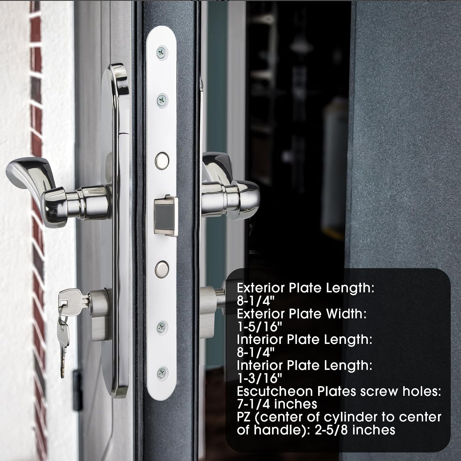 MaxxGeek Storm Door Handle Accessory Set fit Pella Storm Door Handle Replacement Part, with Key and Lock Cylinder (Brushed Nickel)
