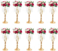 Metal Flower Stands with Crystal Beads - Wedding Centerpieces for Table Decorations, Elegant Metal Flower Arrangement Stands, Flower Vases for Wedding Party Celebration Home Decor (Gold-10pcs)