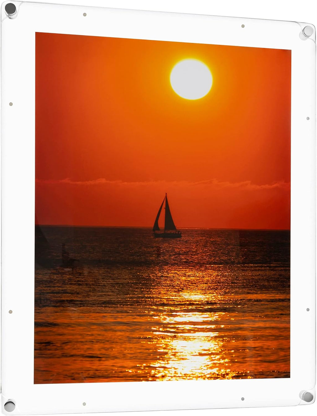 ArtToFrames 24x36 Inch Magnetic Acrylic Frame with Chrome Standoffs for Wall Mounting and Removable Acrylic Front, Full Frame Size is 28x40 Inches (AcrylicMagnet-109-24x36-79-1)