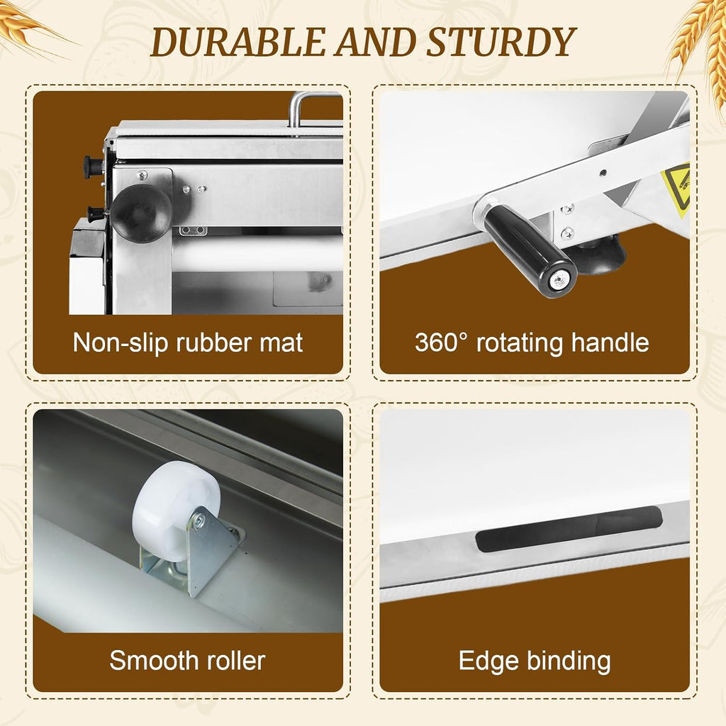 Manual Dough Sheeter 35.4' ×15.7',Roller Machine,Commercial Folding Dough Maker with Carry Handle, Adjustable Thickness for Pizza, Pasta, Pastry