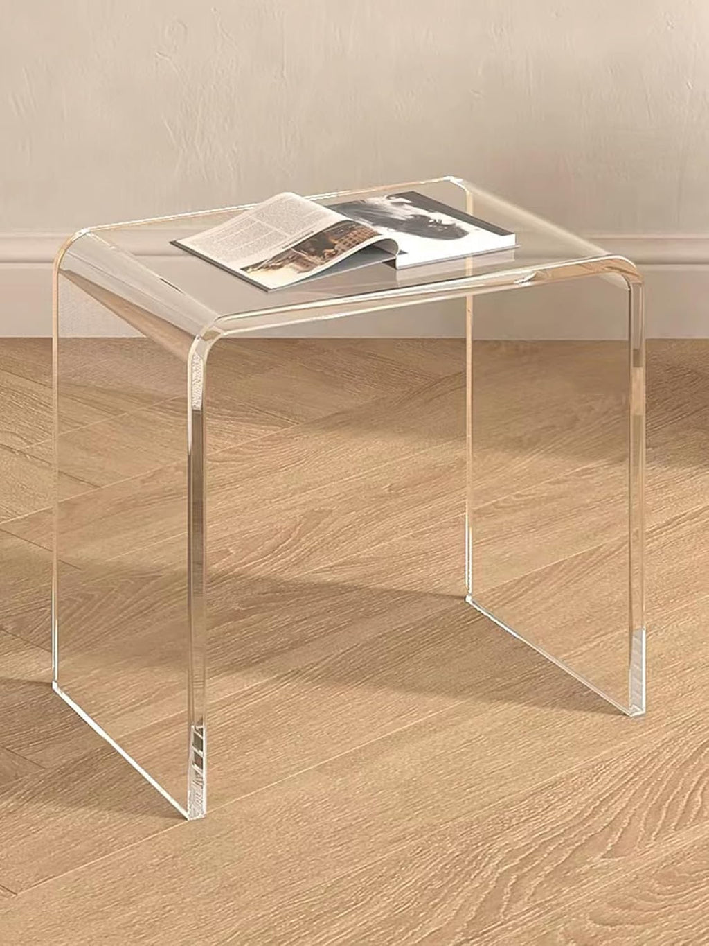 Clear Acrylic End Table with Rounded Edges,18' H Transparent Small Side Table Set of 2,Acrylic Side Table for Living Room, Night Stands for Bedrooms,Modern Occasional Tables (16' L x 12' W x 18' H)