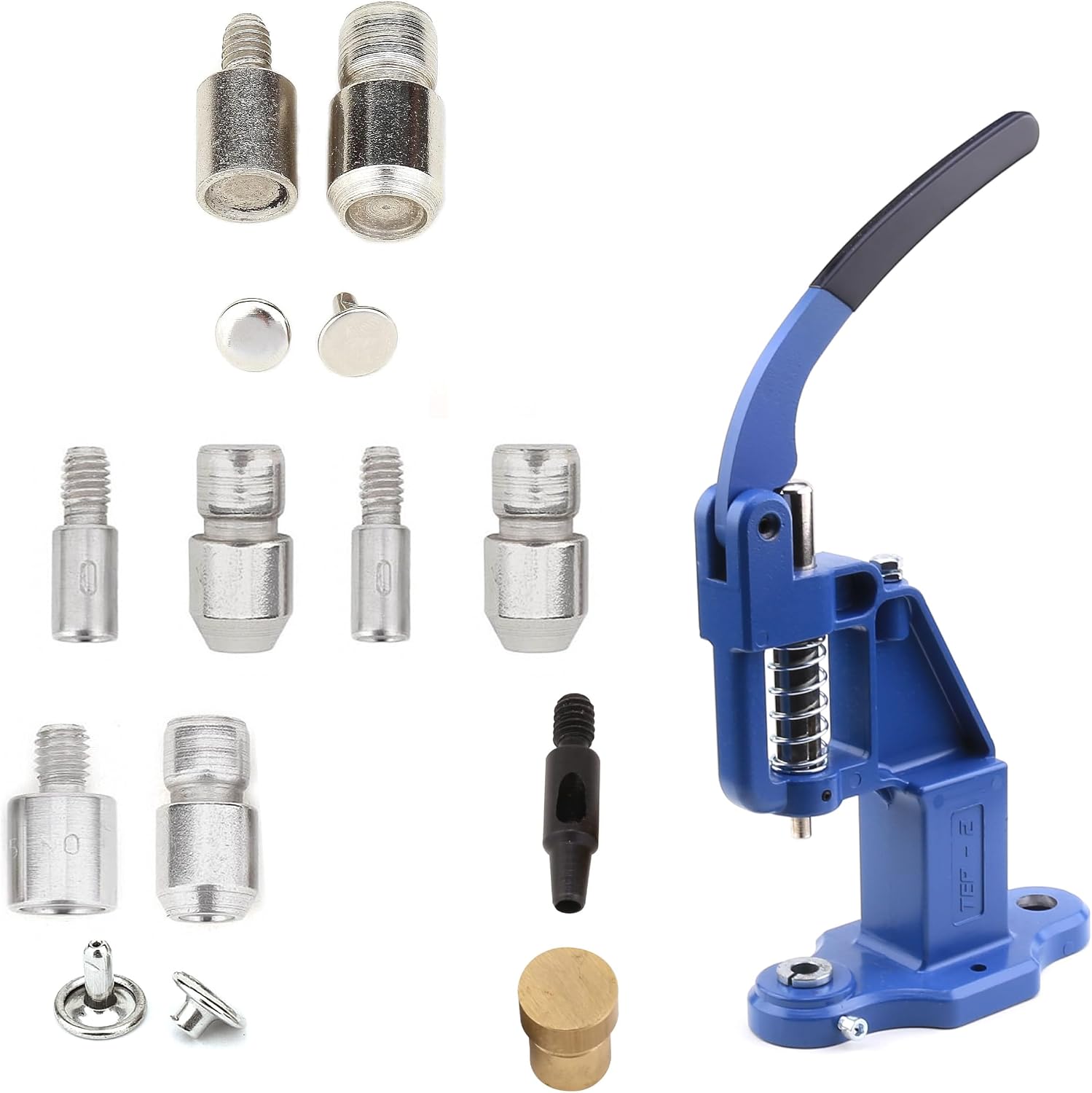 Double Cap Rivet Press Machine and Die Set for 5mm, 6mm, 7mm and 9 mm Rivets