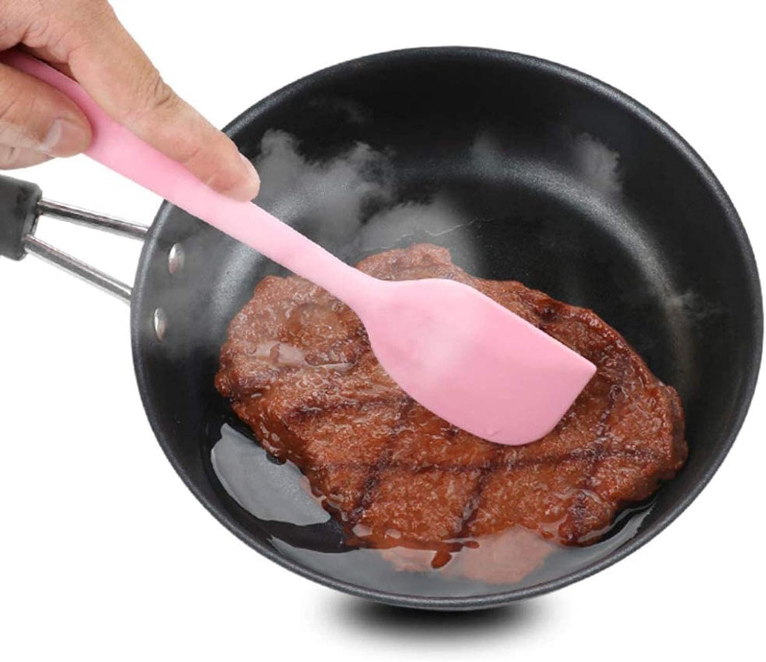 5pcs Spatula Silicone Kitchenware Set Utensils Cooking Baking Tool Food Grade Kitchen Accessories(white-Dinosaur Doodle4)